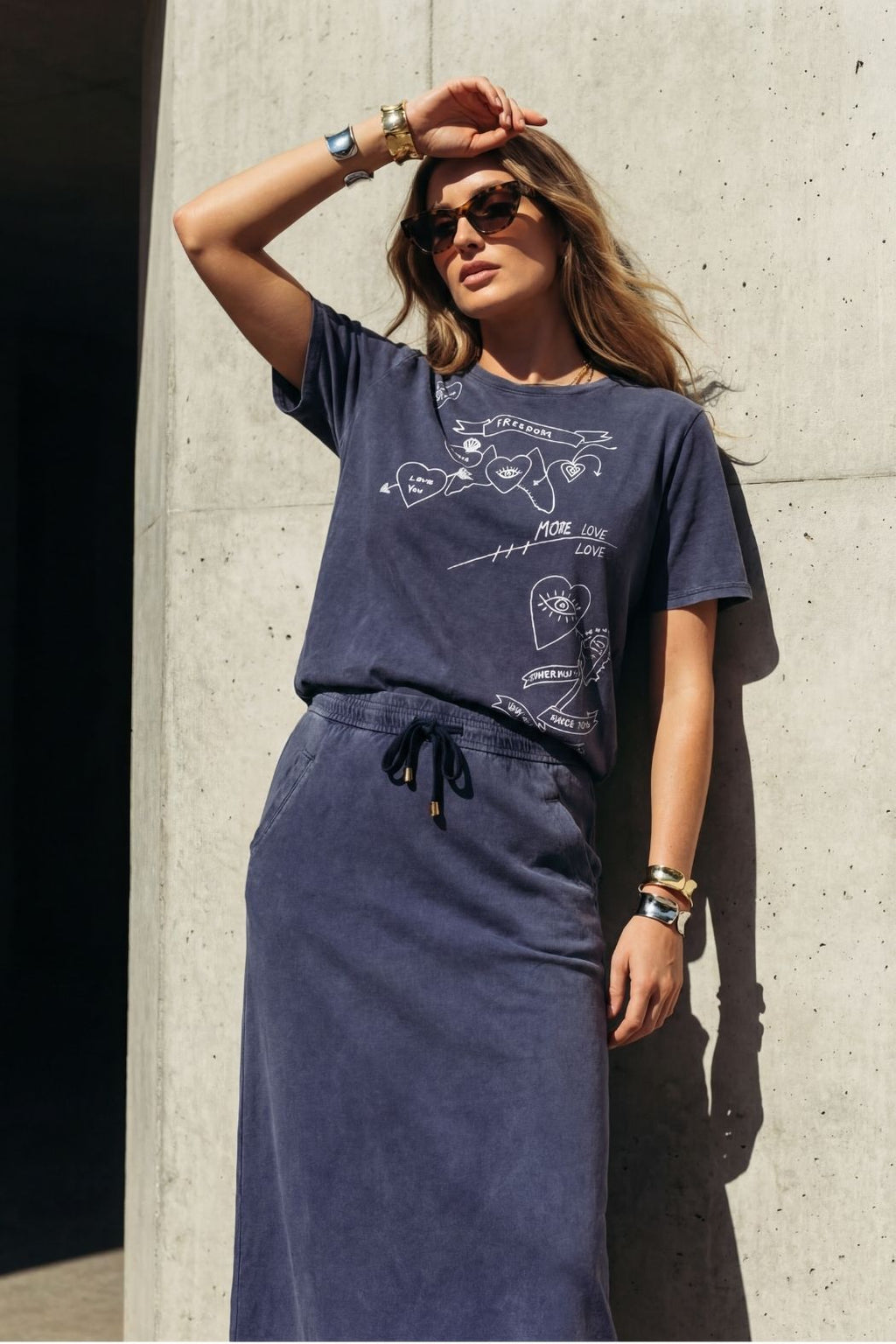 Navy Washed Cotton Freedom T-Shirt