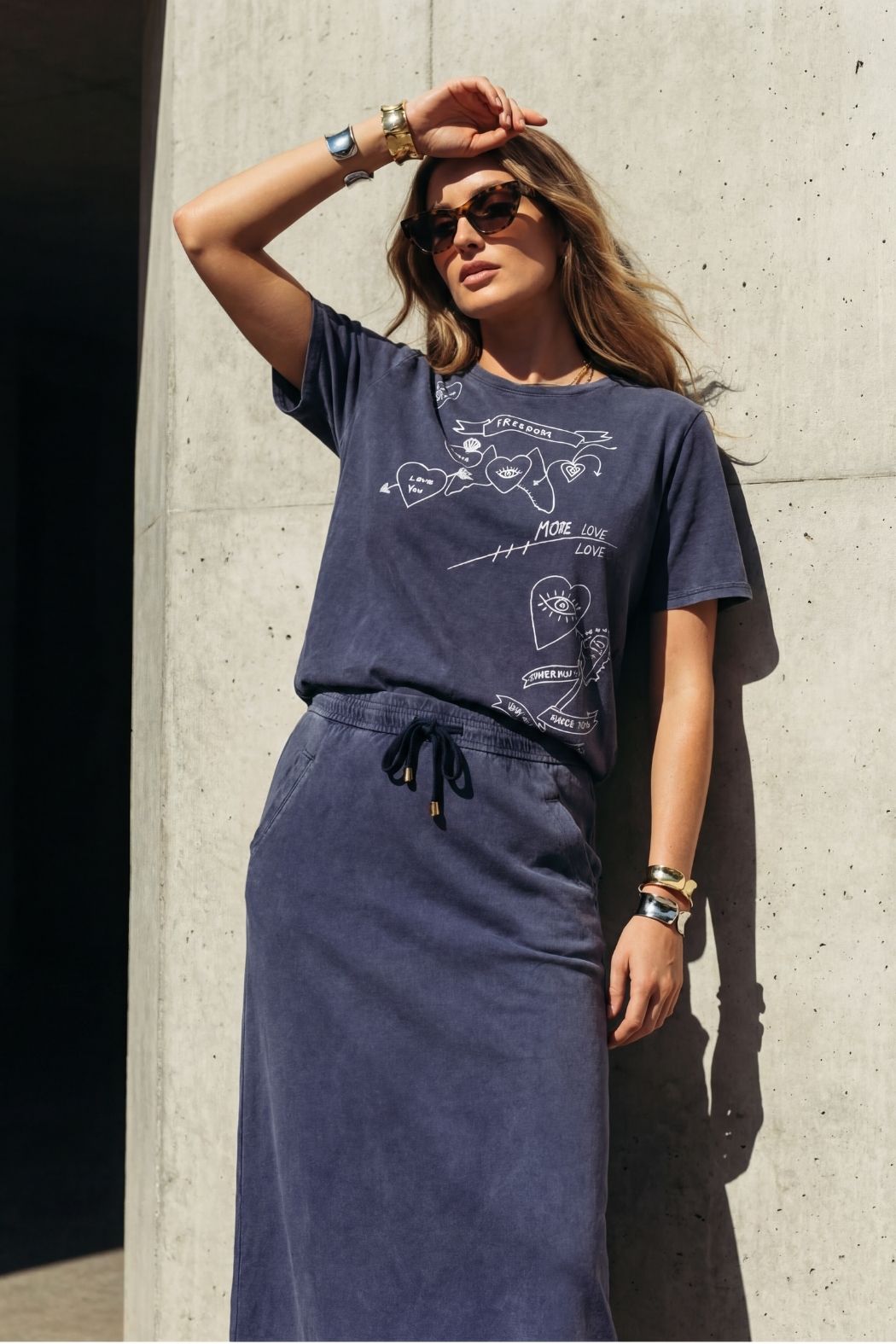 Navy Washed Cotton Freedom T-Shirt