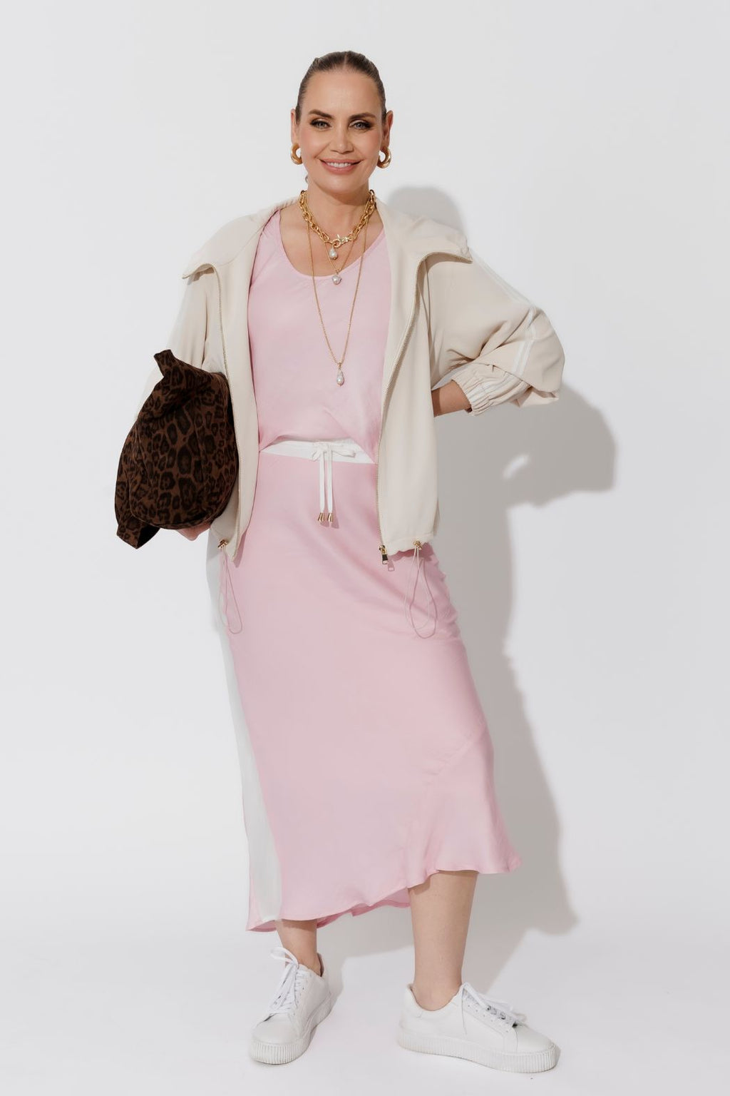 Pink Glow Bias Panel Skirt