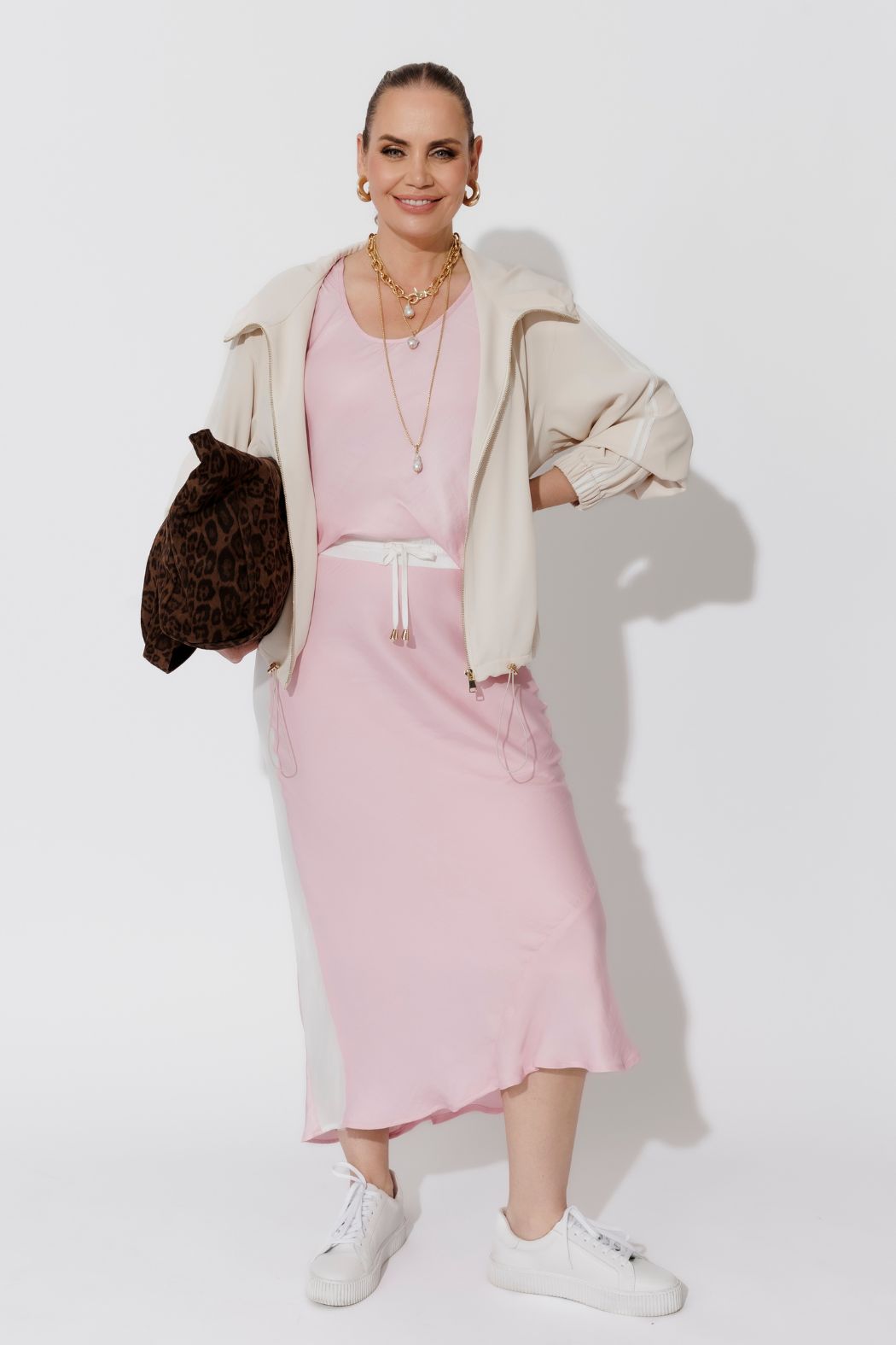 Pink Glow Bias Panel Skirt