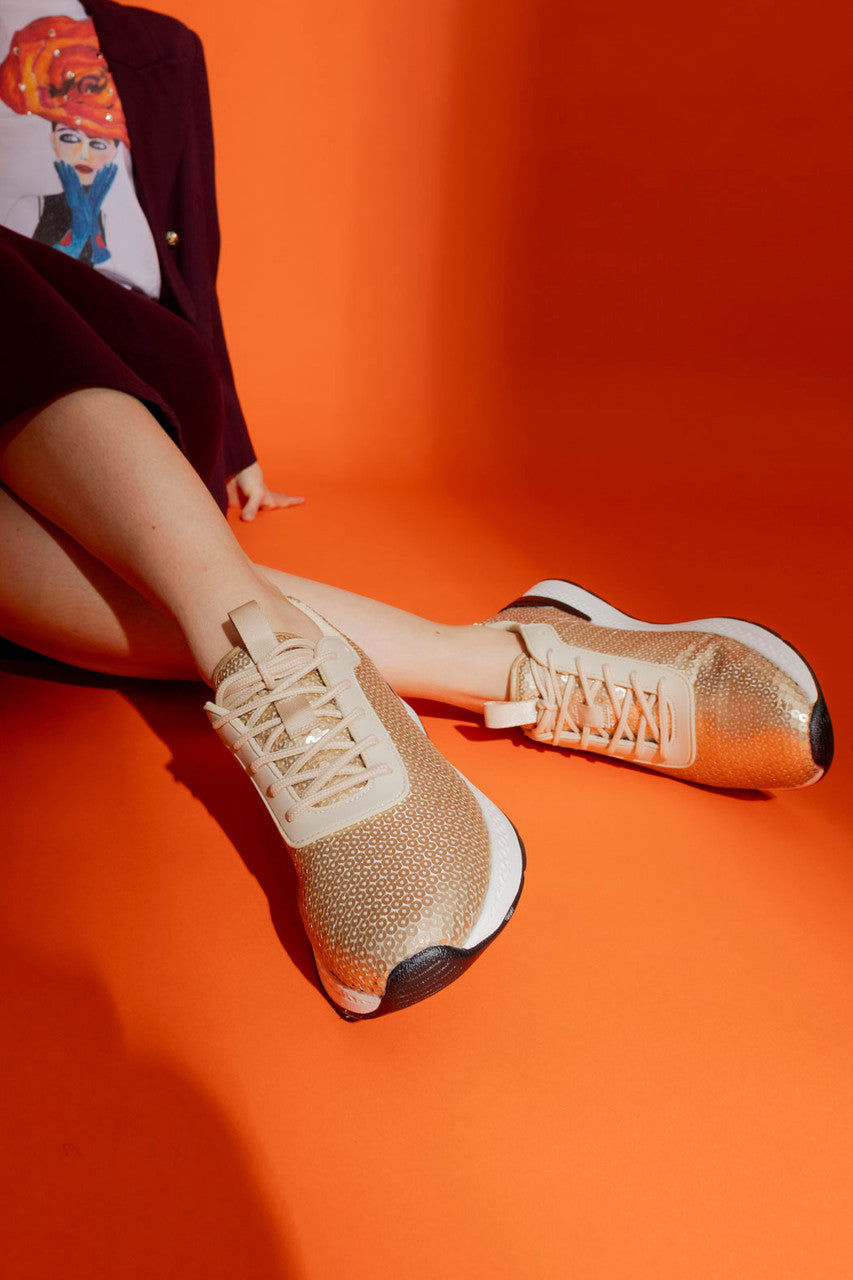 Gold/Black Sequin Sneaker