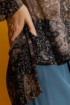 Charcoal Paisley Chiffon Top