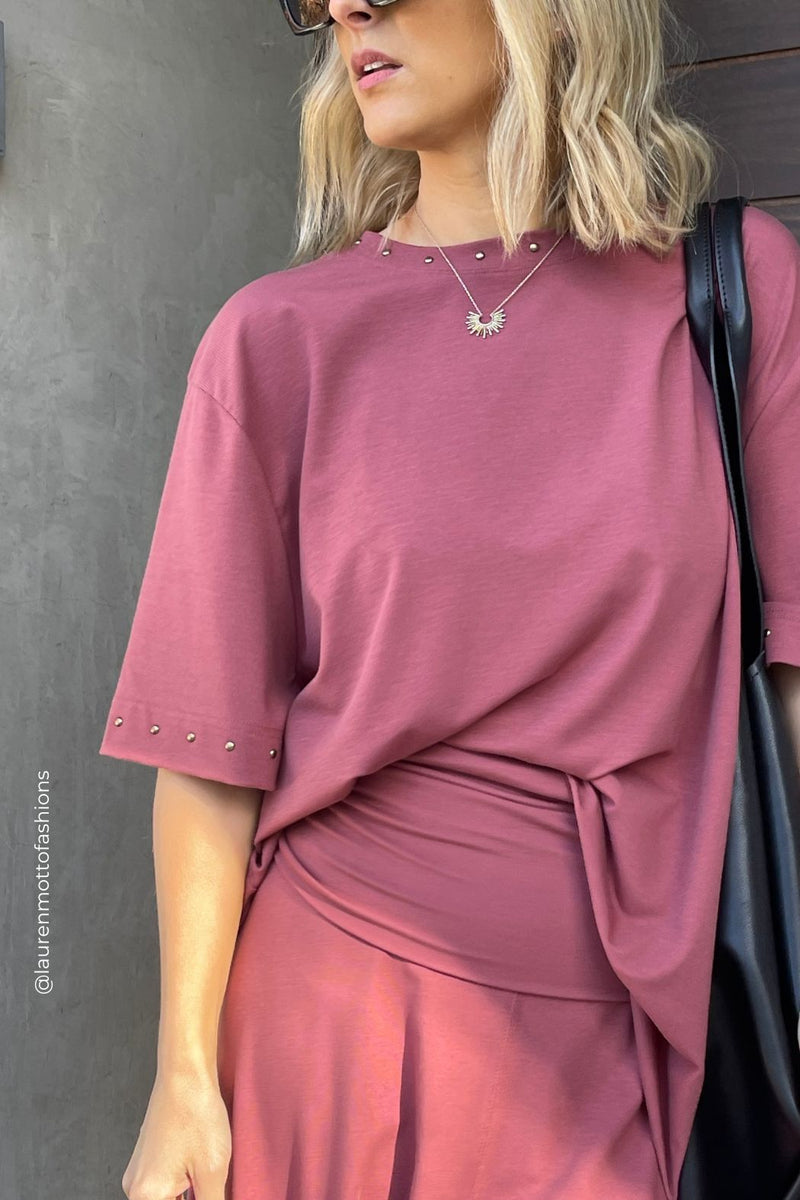 Rose Tencel Stud Tee