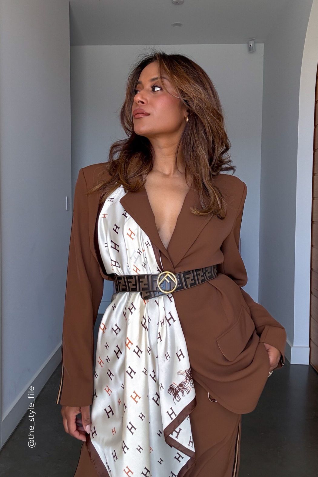 Chocolate Stripe Boyfriend Blazer