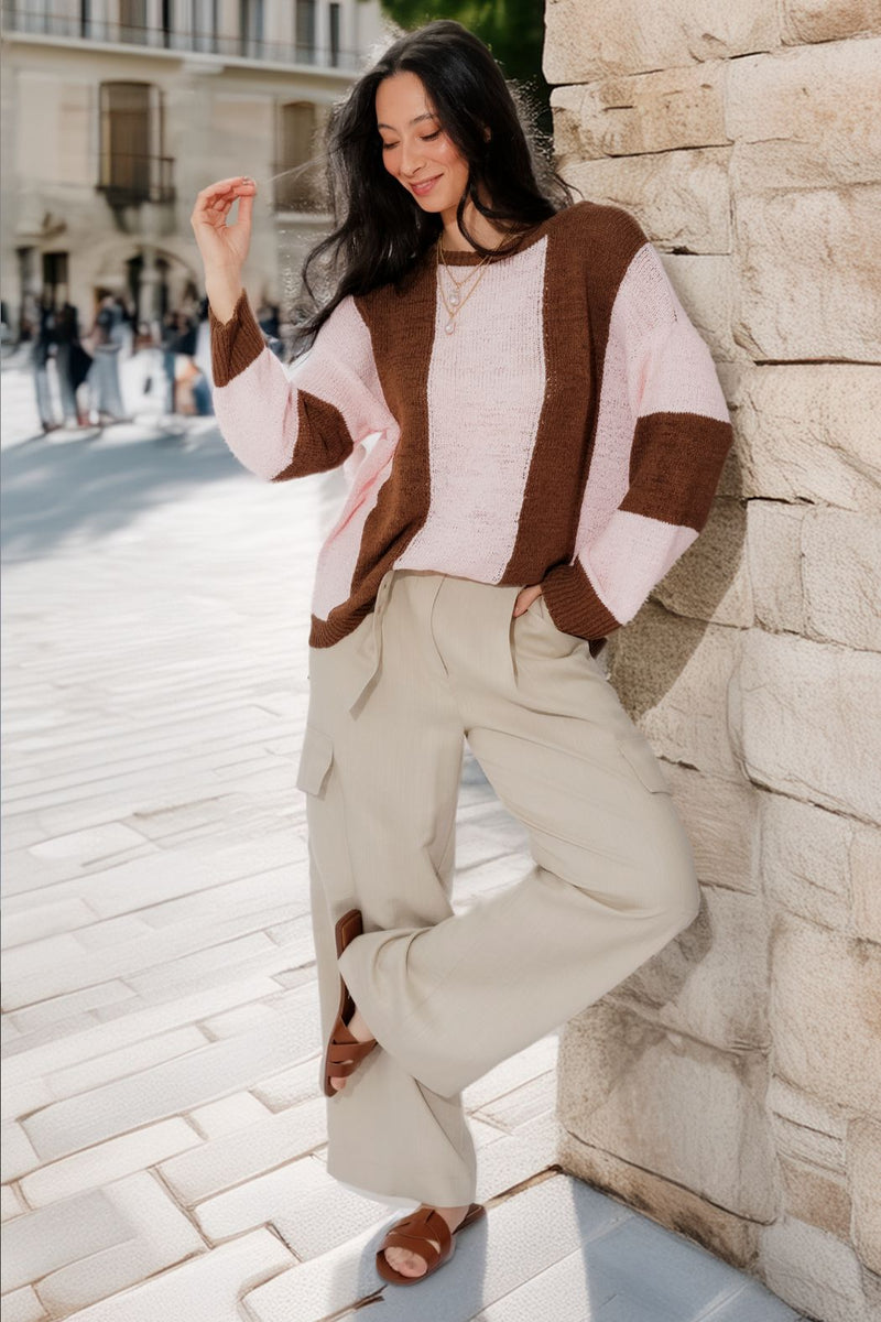 Brown/Pink Bold Stripe Knit Brown/Pink