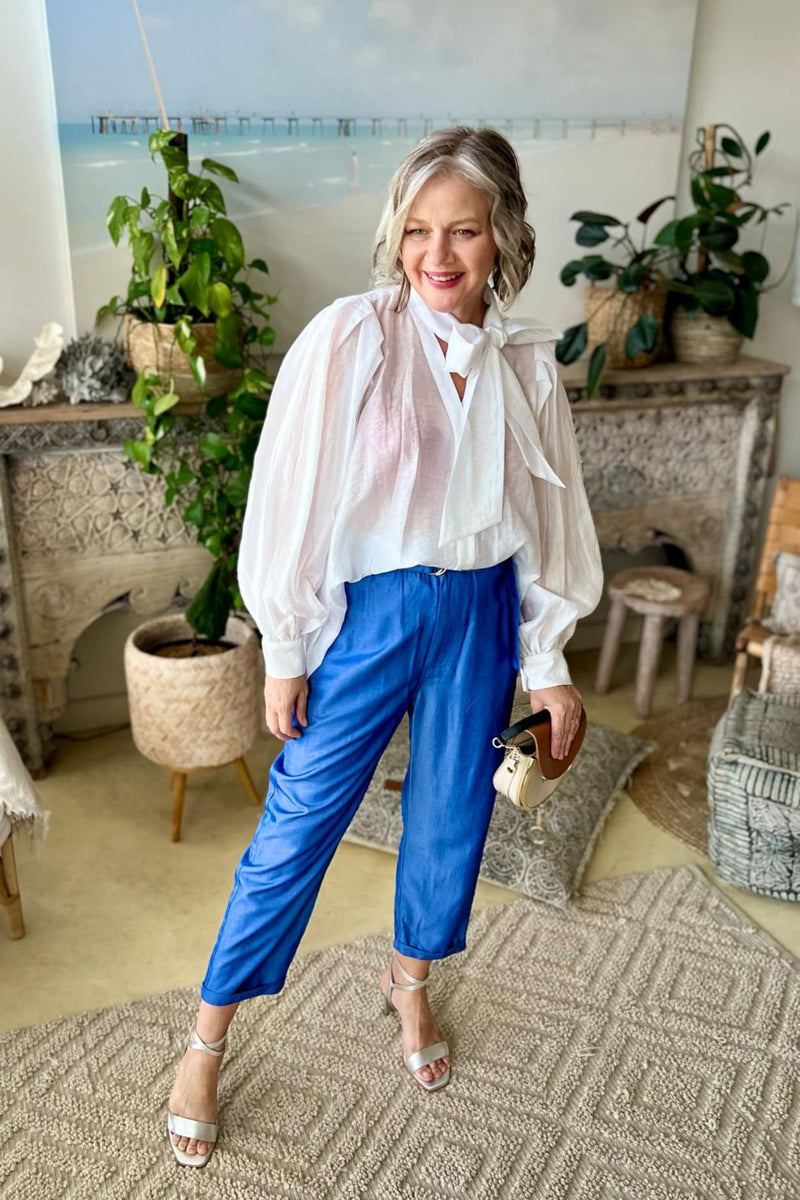 White Tencel/Linen Addy Blouse