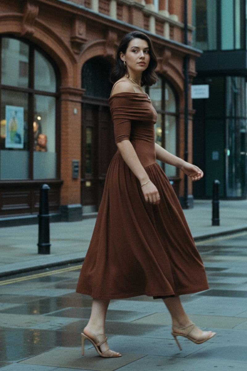 Brown Tencel Boho Dress