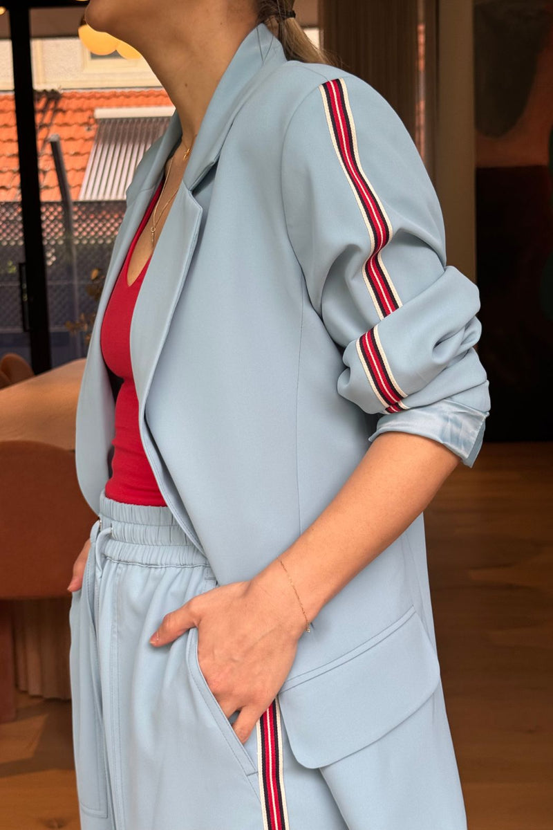Sky Stripe Boyfriend Blazer