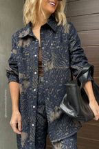 Navy/Taupe Animal Denim Shacket