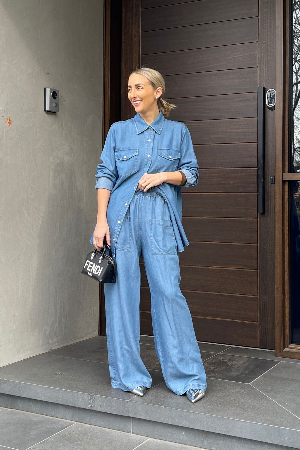 Mid Denim Tencel Cargo Pant