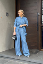 Mid Denim Tencel Cargo Pant