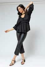 Black Trim Detail Blouse - Sale