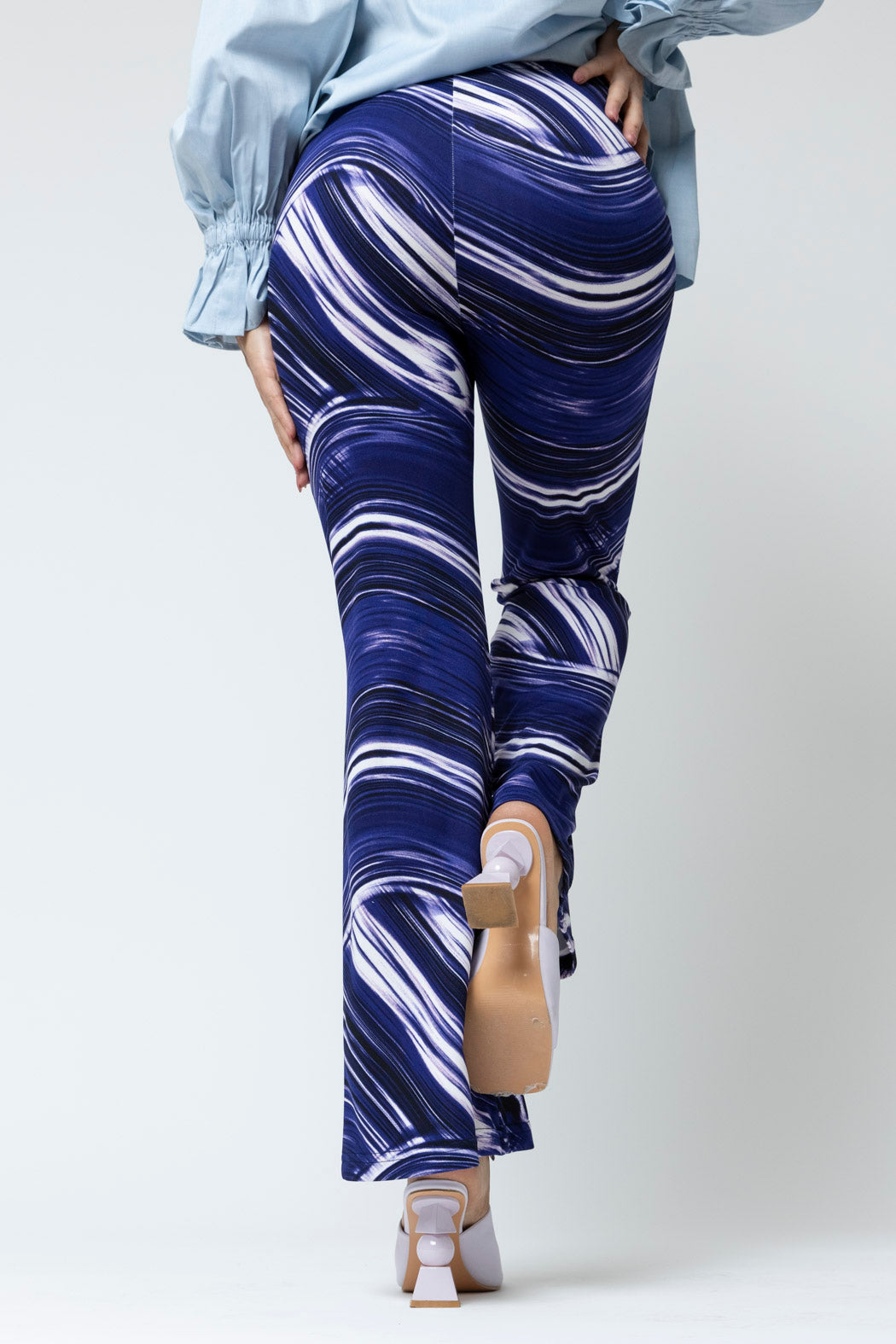 Purple Marble Jersey Flared Pant - Final Sale