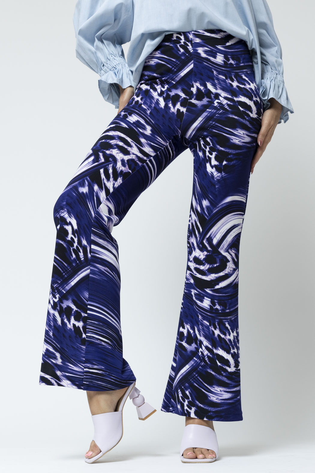 Purple Marble Jersey Flared Pant - Final Sale