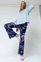 Purple Marble Jersey Flared Pant - Final Sale