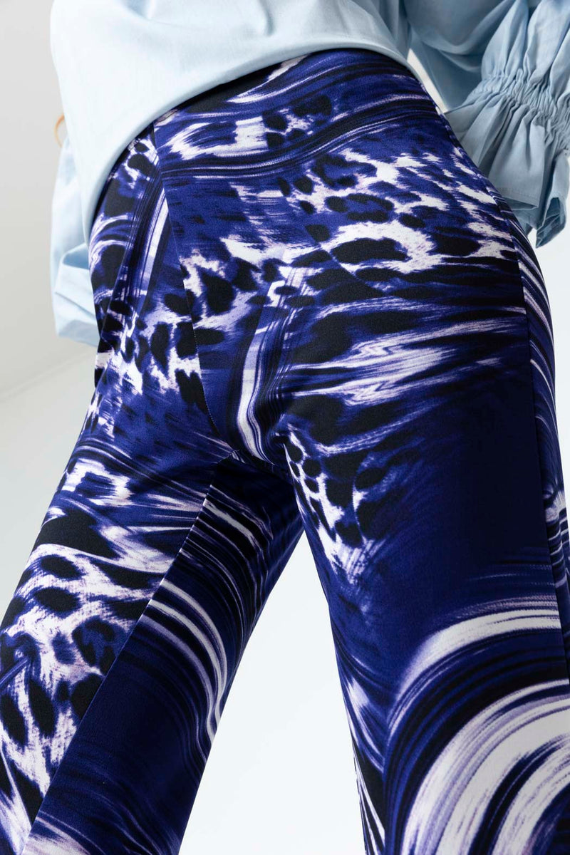 Purple Marble Jersey Flared Pant - Final Sale