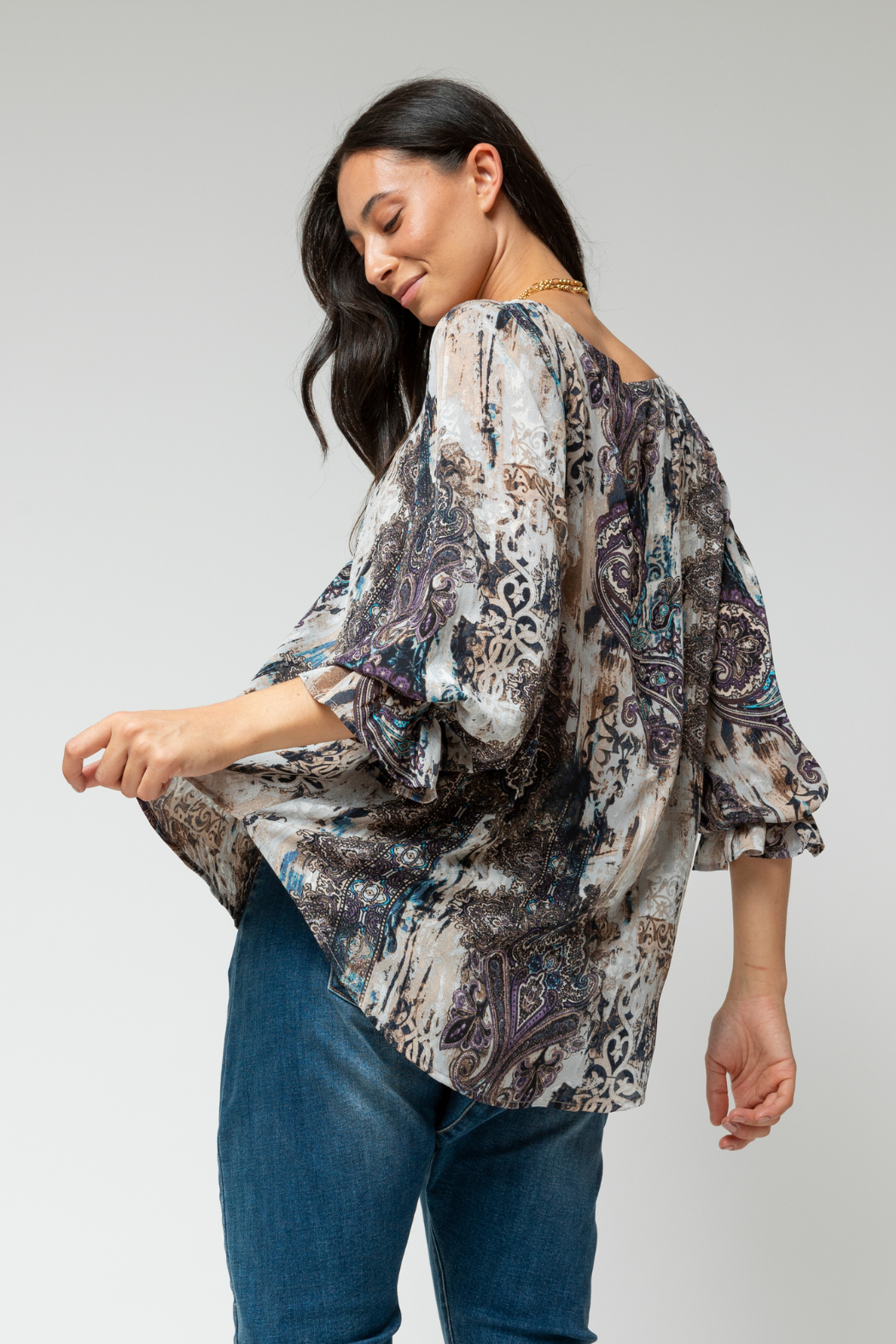 Purple Sienna Chiffon V Top