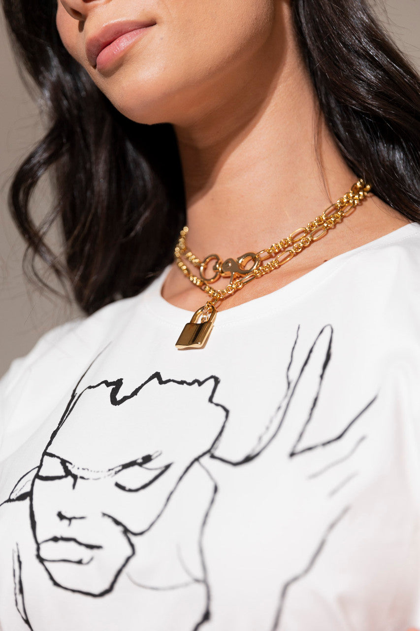 Long Gold Plated Chain Padlock S