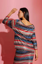 Stripe Sequin Raglan Top