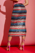 Stripe Sequin Skirt