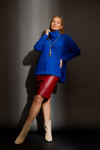 Cobalt Diamond Cowl Neck Jumper Cobalt S/M