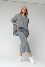 Black White Jacquard V Neck Jumper - Final Sale