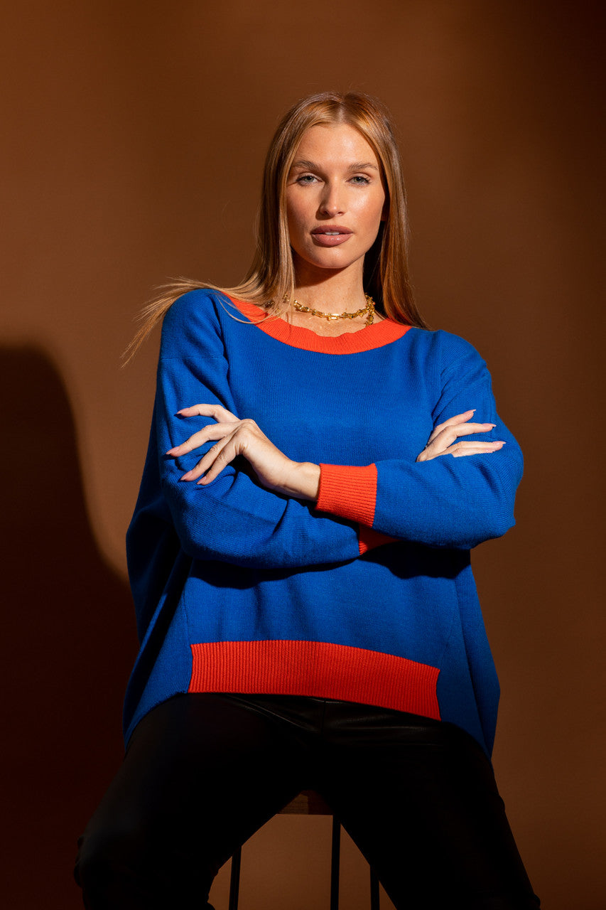 Cobalt / Orange Two Tone Knit