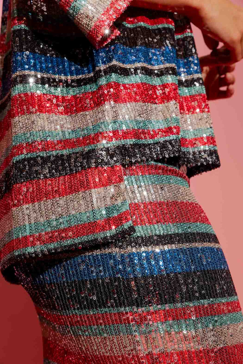 Stripe Sequin Raglan Top
