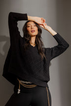 Black Diamond V Neck Jumper Black S/M