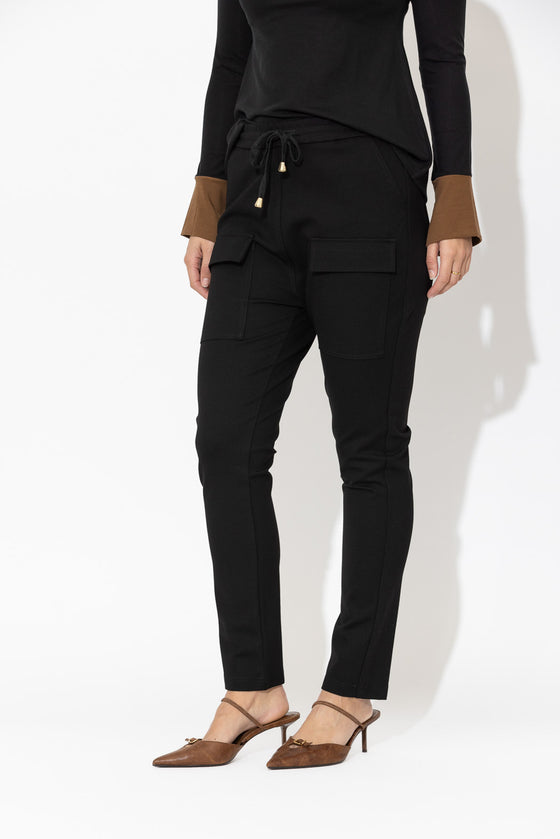 Black Ponte Jogger Cargo Pant