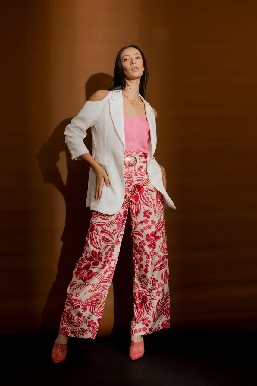 White Cutout Shoulder Blazer