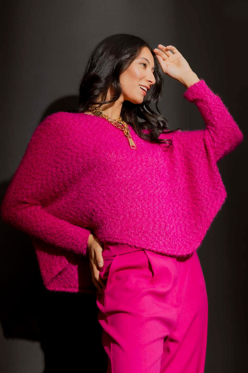 Pink Fluffy Crew Neck Jumper