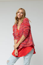 Red Speckle Fluffy Pocket Cardi