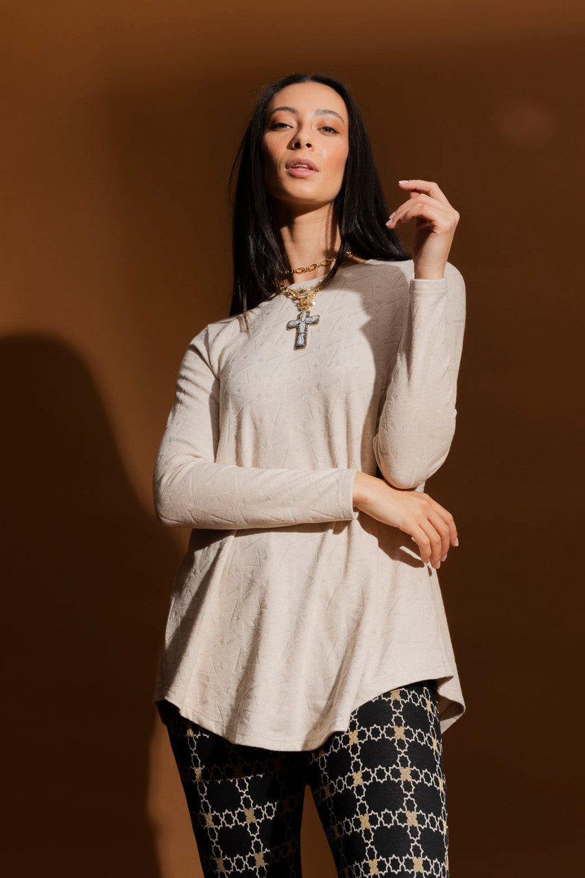 Oatmeal Bell Long Sleeve Top