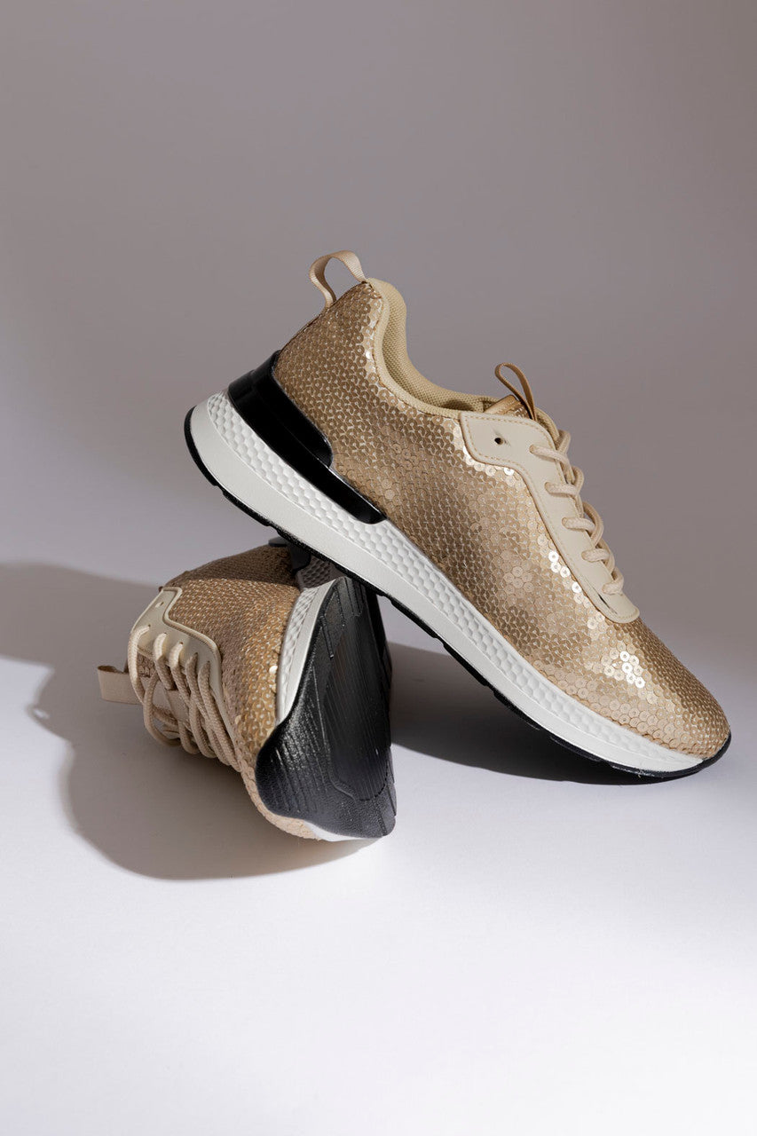 Gold/Black Sequin Sneaker