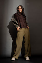 Chocolate Mock Neck Drop Shoulder Knit Chocolate S