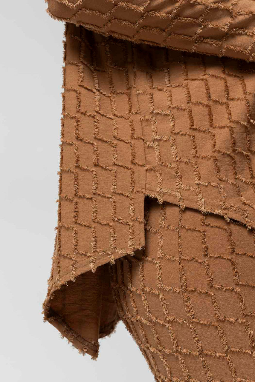 Coffee Shimmer Knit V Neck Jumper