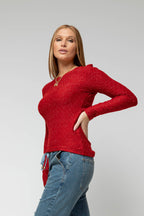 Red Lurex Basic Top