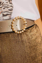 Pewter Pearl Buckle Belt Pewter S/M