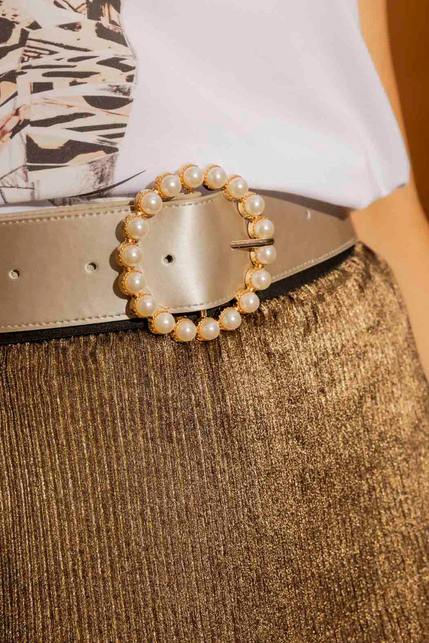 Pewter Pearl Buckle Belt Pewter S/M