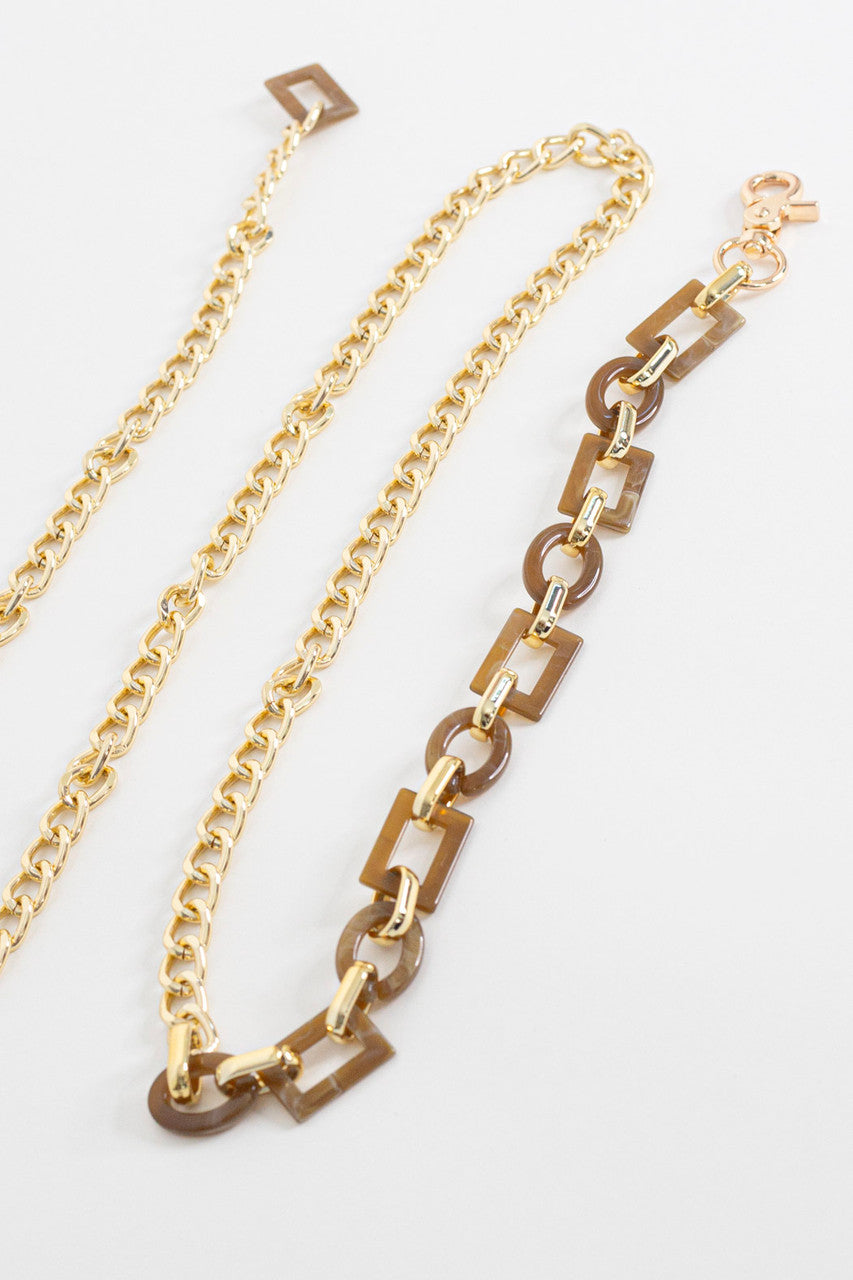 Tan Tortoiseshell/gold Chain Belt S