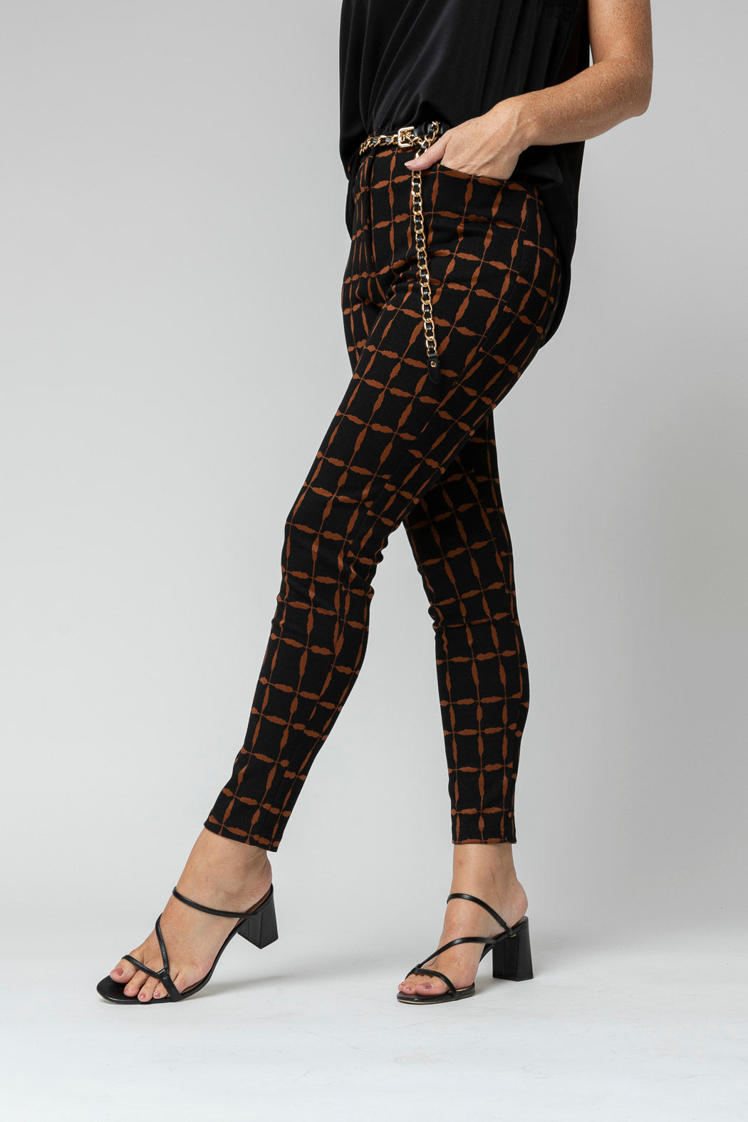 Black Tan Luna Ponte Pant - Sale