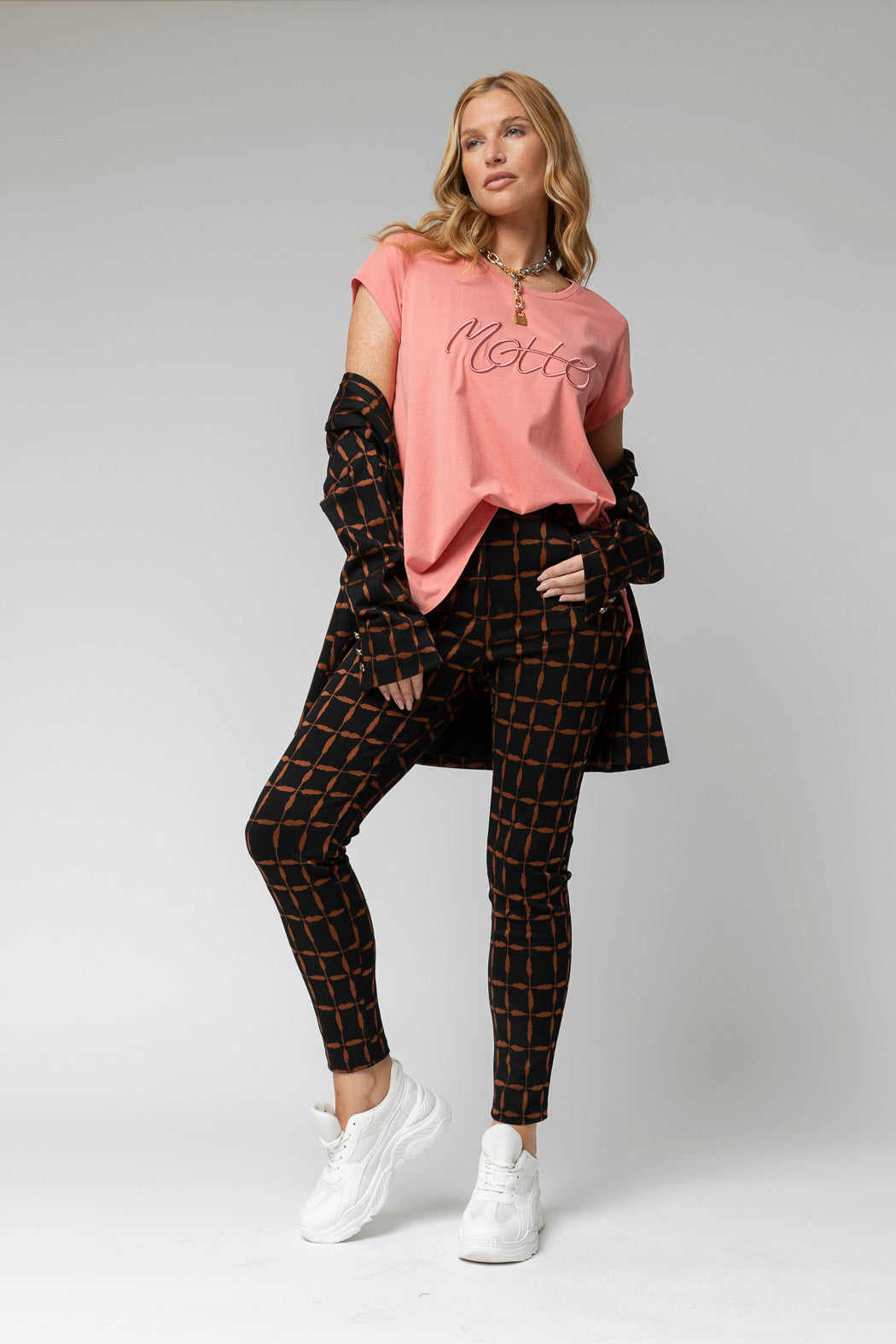 Blush Motto Embroidered T Shirt