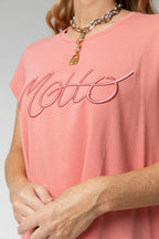 Blush Motto Embroidered T Shirt