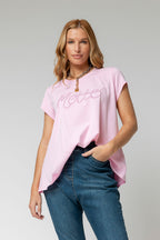 Pink Motto Embroidered T Shirt
