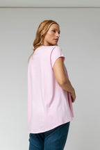 Pink Motto Embroidered T Shirt