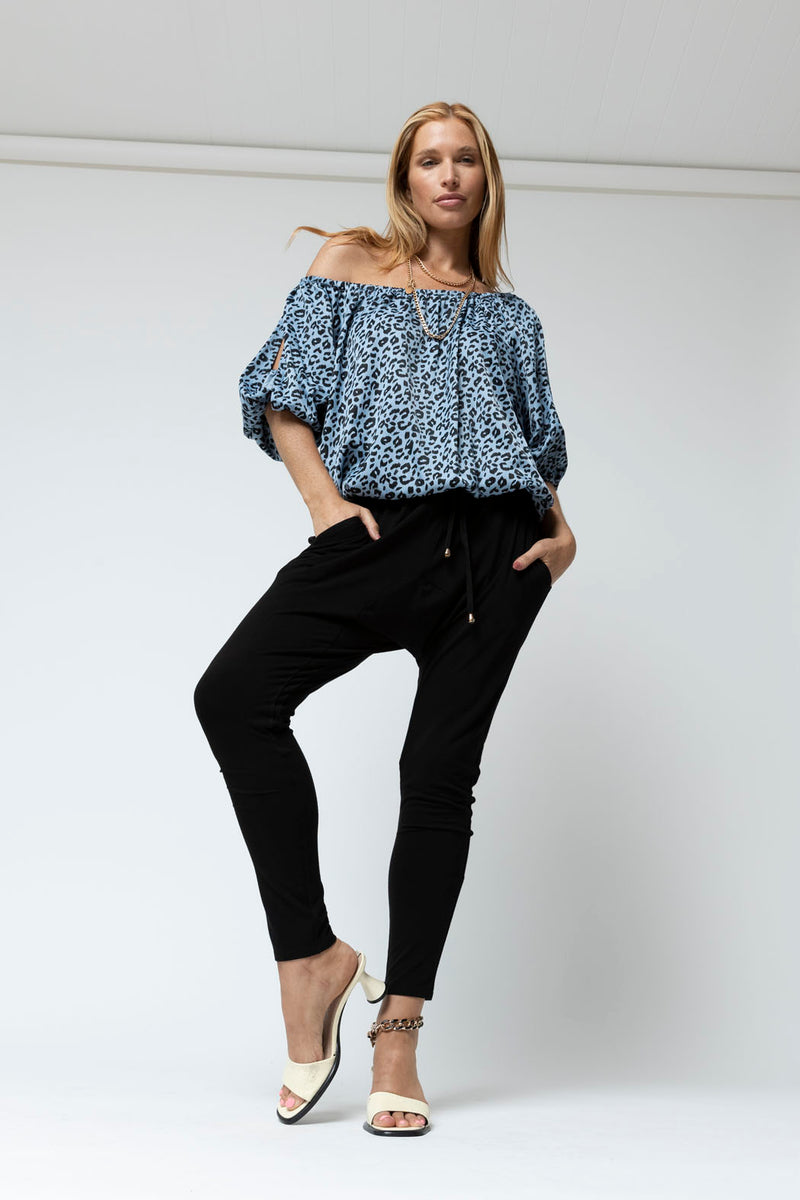 Blue Animal Chambray Balloon Top - Sale