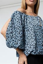 Blue Animal Chambray Balloon Top - Sale