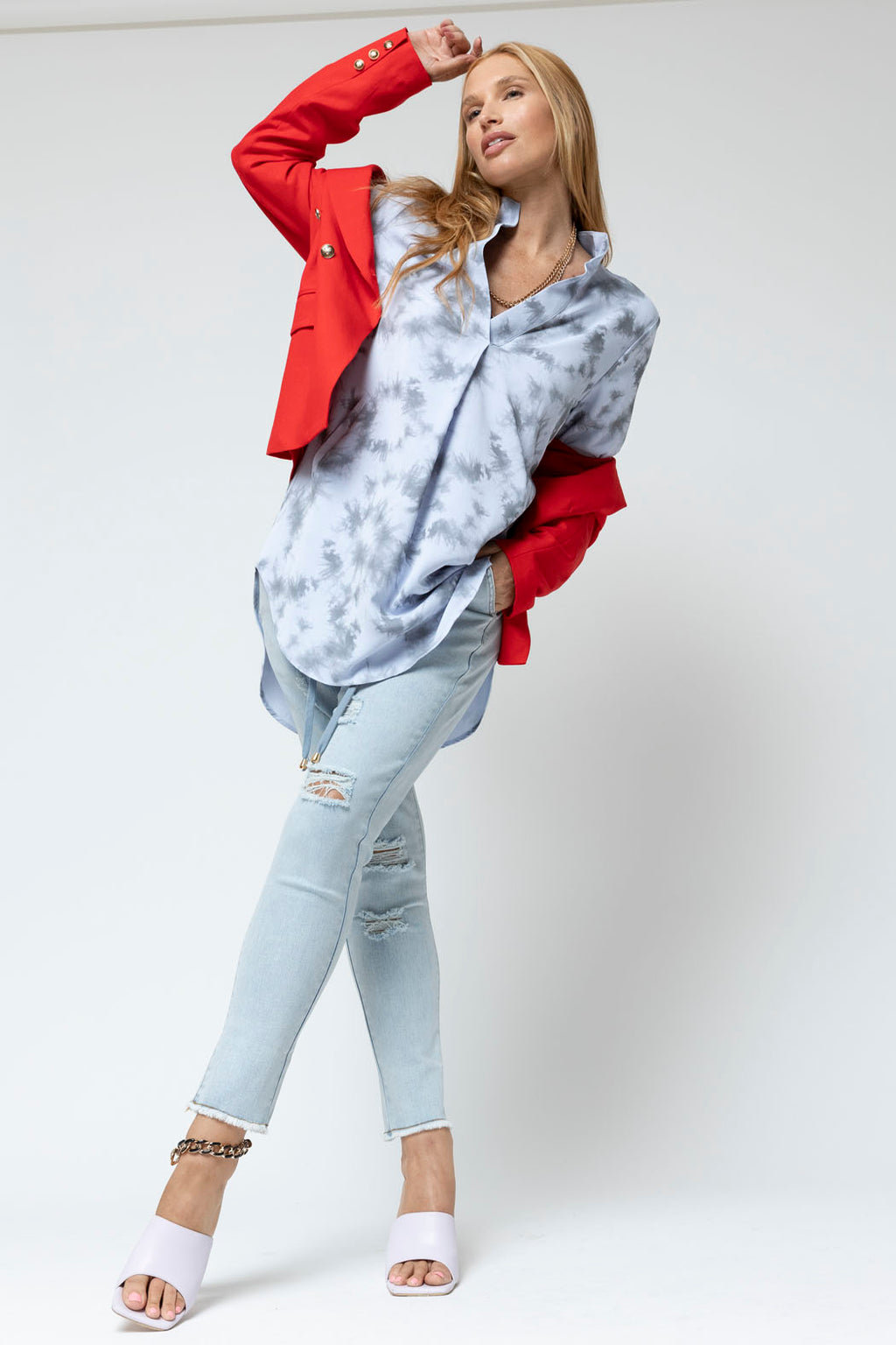 Blue Tie Dye Blogger Pocket Tunic - Final Sale