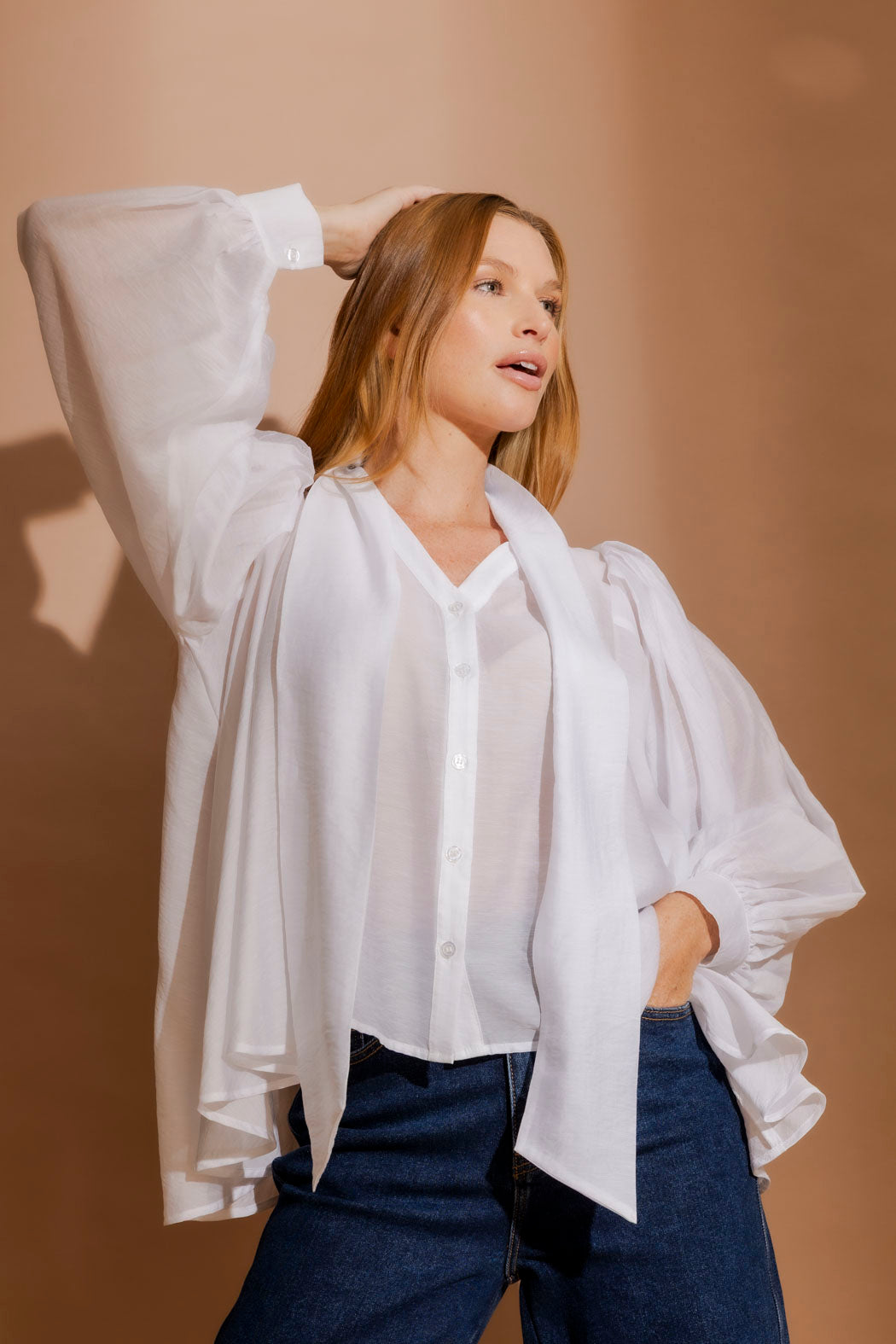 White Tencel/Linen Addy Blouse